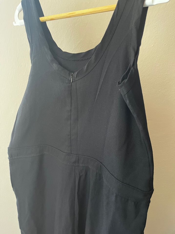 Siyah Kolsuz Keten Tulum - Görsel 2