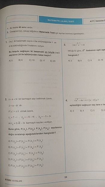  Beden Ayt genel deneme aydın yayınları 
