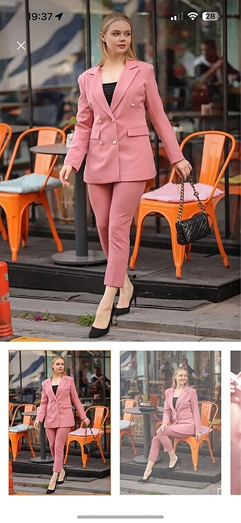 BLAZER CEKET KEMERLİ BORU PAÇA PANTOLON