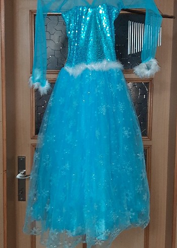 Zara elsa kostümü mavi Payetli Kız Çocuk Abiye Elbise