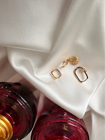 Üçlü taşlı küpe - Görsel 2