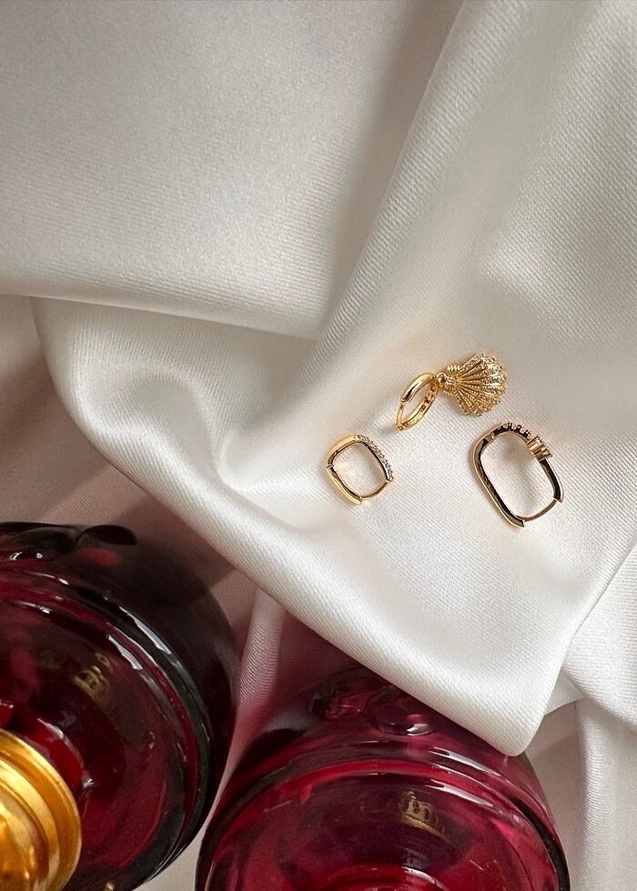 Üçlü taşlı küpe - Görsel 2