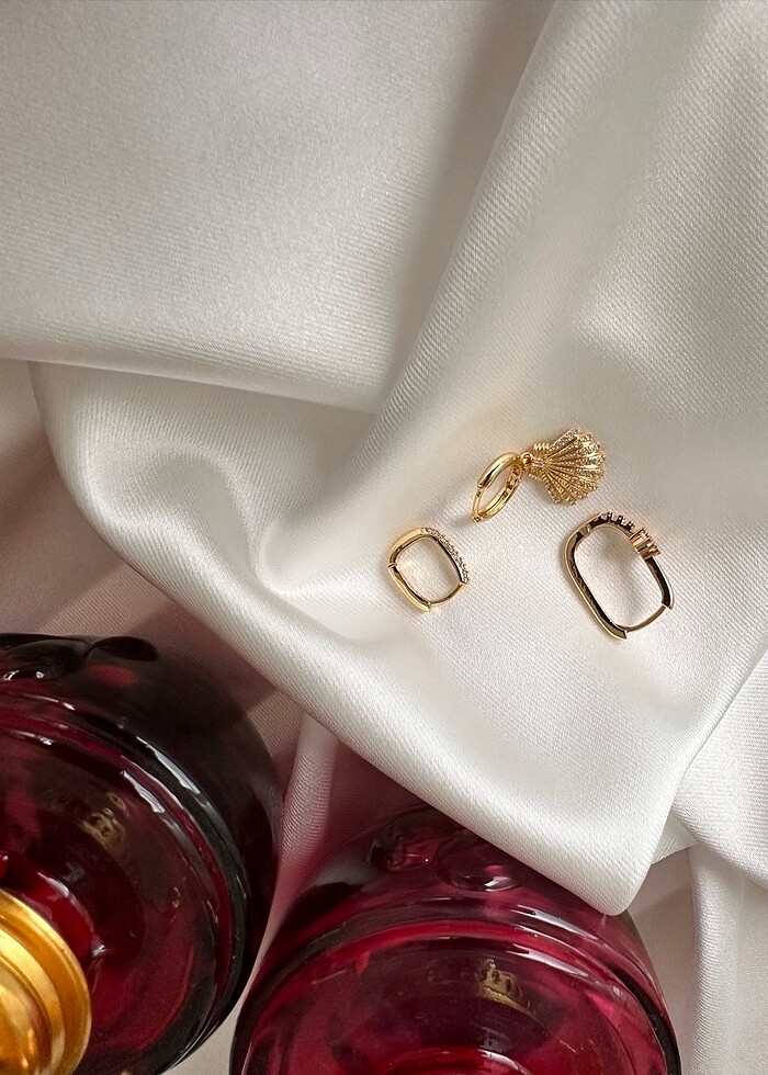 Üçlü taşlı küpe - Görsel 3