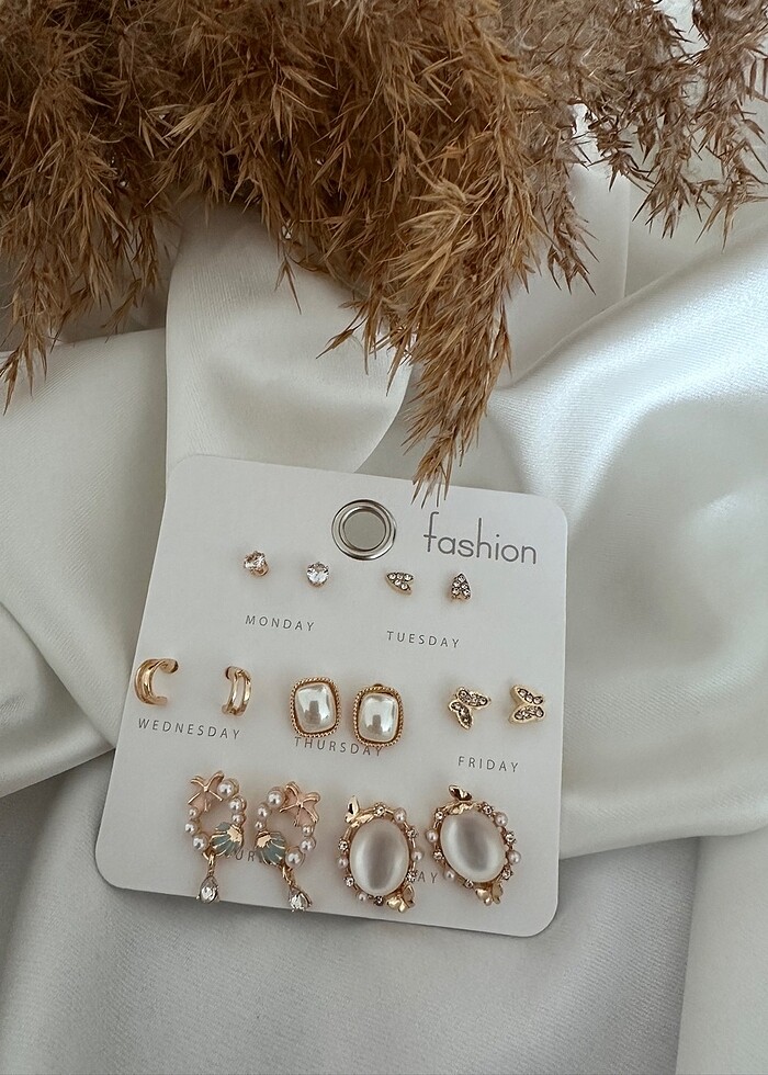 7 çift kadın Küpe Seti - Görsel 2