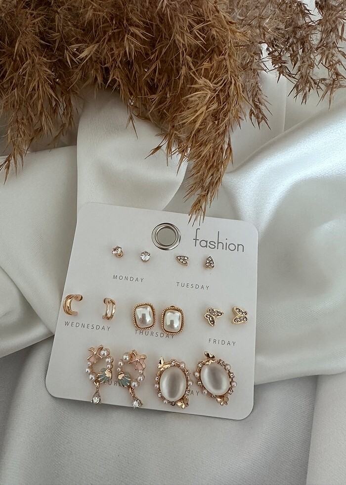 7 çift kadın Küpe Seti - Görsel 3