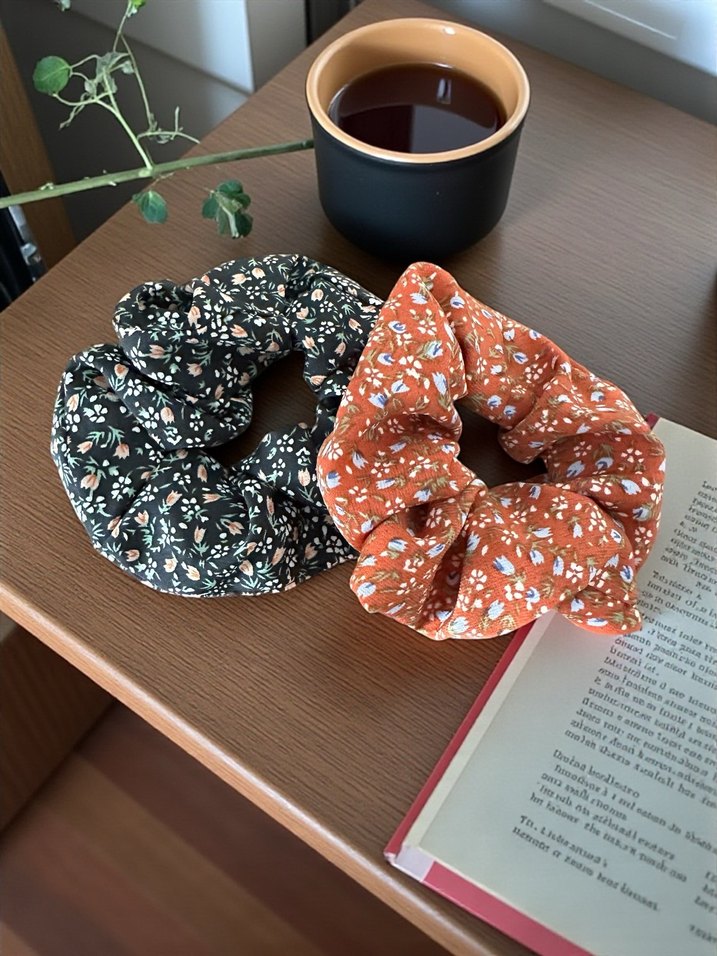 Çiçek Desenli Bohem Pamuklu Lastik Toka - Görsel 2