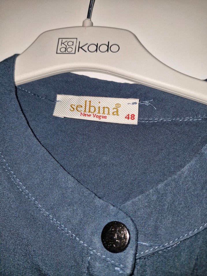 Nakışlı Düğmeli Uzun Kot Elbise - Görsel 2