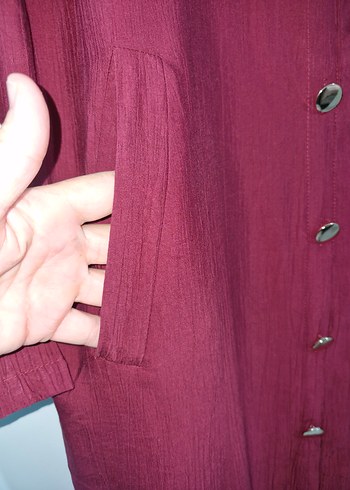 Bordo Uzun Bohem Kadın Elbise - Görsel 4