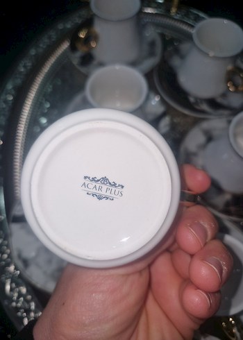 Gri Beyaz Mermer Desenli 6'lı Kahve Fincanı Seti - Görsel 6