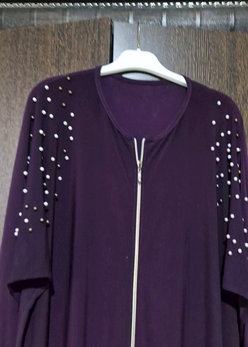 Mor Fermuarlı Uzun Kollu Kadın Elbise - Görsel 3