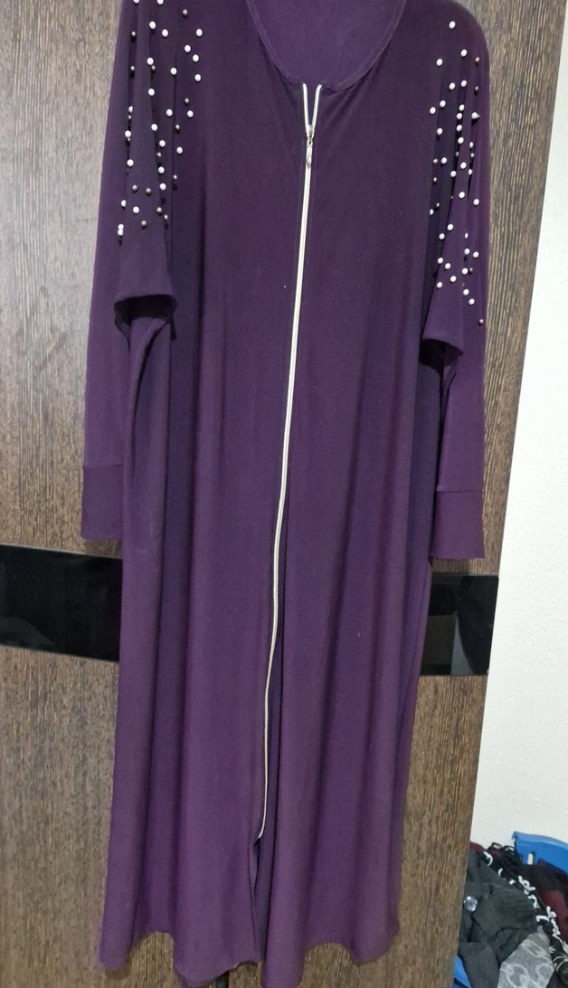 Mor Fermuarlı Uzun Kollu Kadın Elbise - Görsel 2