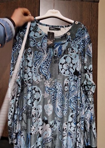 Gri Bohem Uzun Kollu Salaş Elbise - Görsel 3