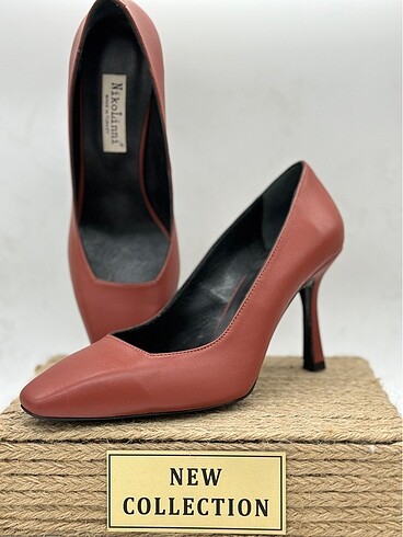 Hakiki Kiremit Deri Stiletto