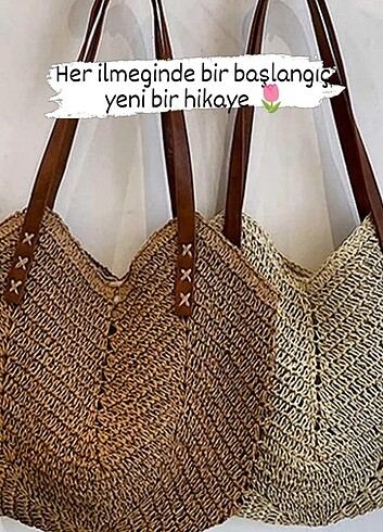Beden Lale hasır omuz çantası orta boy