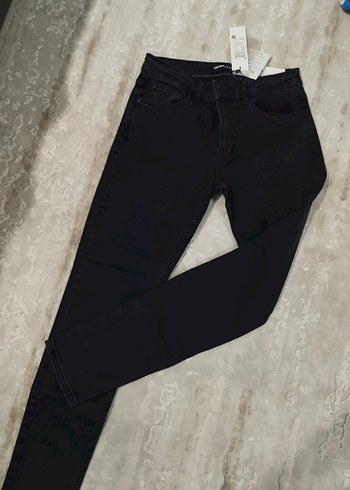 Siyah Koton Jeans Skinny fit Erkek Denim Pantolon