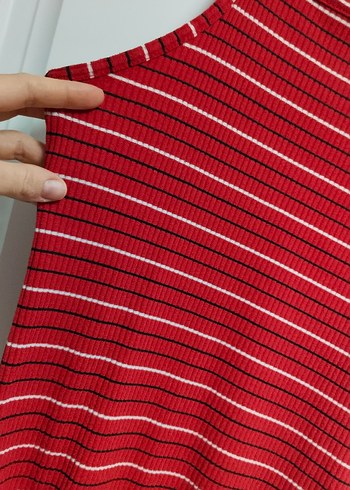 Kırmızı Çizgili Askılı Elbise - Görsel 2