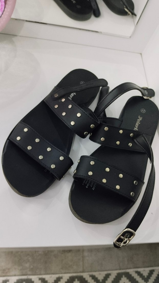 Siyah Tokalı Kadın Sandalet - Görsel 2