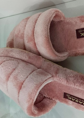 Pembe Peluş Kadın Terlik Platform Topuklu - Görsel 2