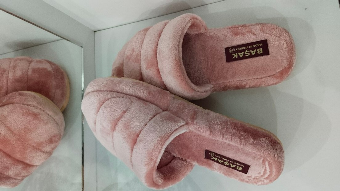 Pembe Peluş Kadın Terlik Platform Topuklu - Görsel 2