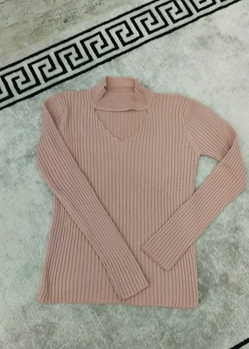 Pembe V Yaka Triko Kadın Kazak - Görsel 3