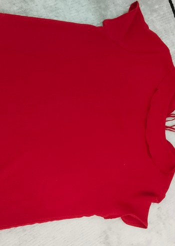 Kırmızı Fırfırlı Kısa Kollu Bluz - Görsel 4