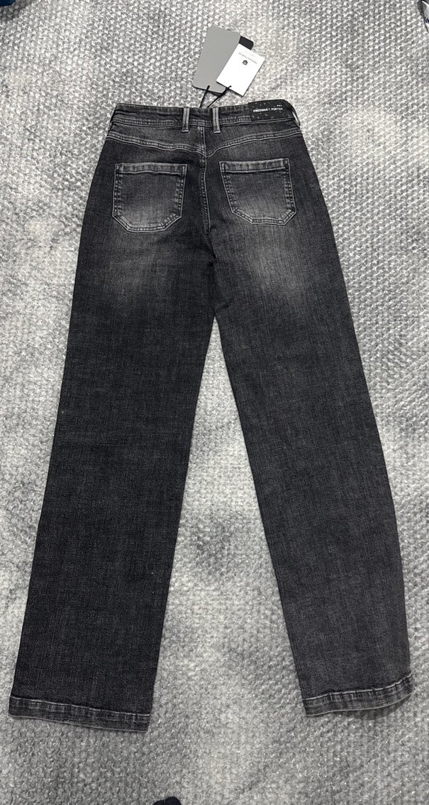 Gri Kadın Kot Pantolon Bel Detaylı - Görsel 3