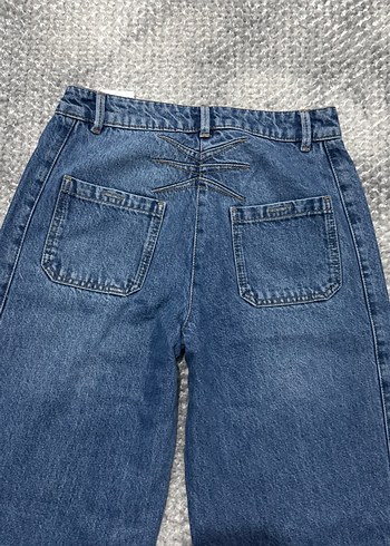 Kadın Mavi Bol Kesim Denim Jean - Görsel 4
