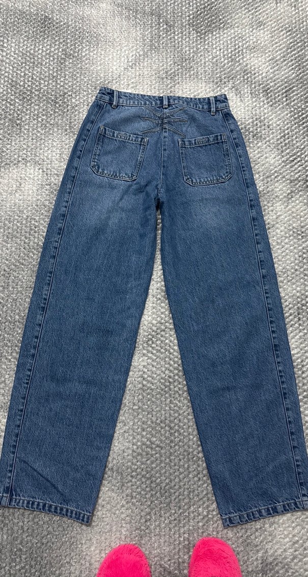 Kadın Mavi Bol Kesim Denim Jean - Görsel 3