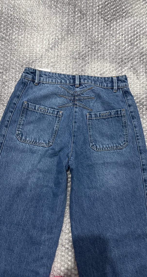 Kadın Mavi Bol Kesim Denim Jean - Görsel 4