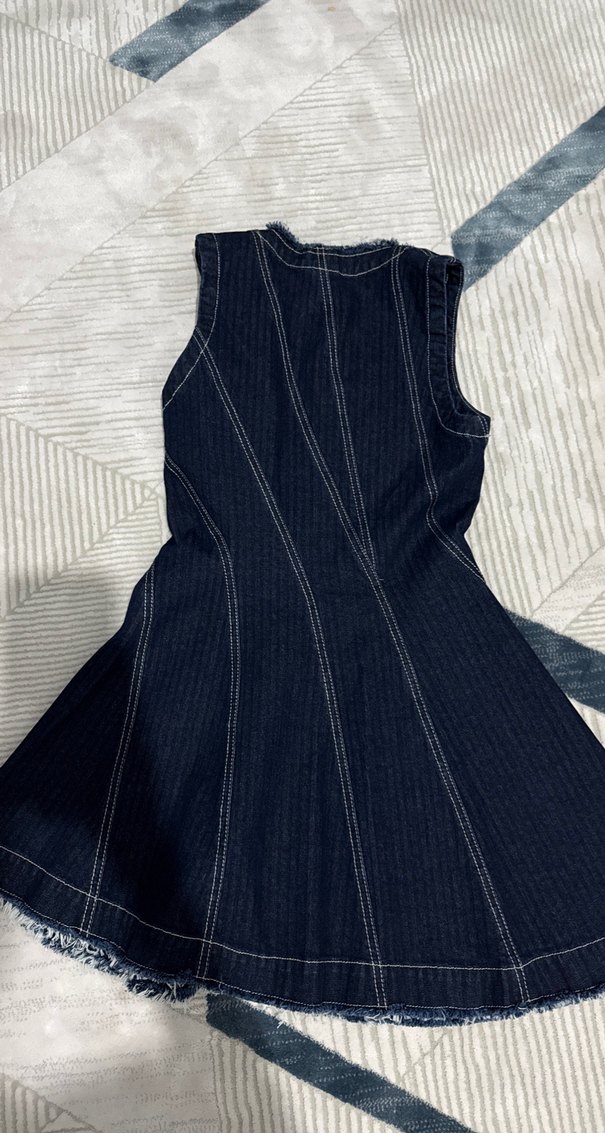 Düğmeli Kolsuz Midi Kot Elbise - Görsel 2