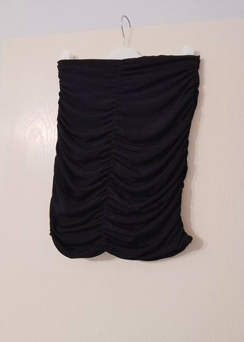 Drapeli Siyah Midi üst - Görsel 3