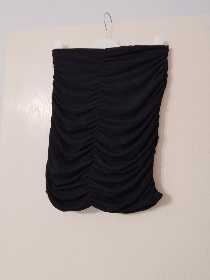 Drapeli Siyah Midi üst - Görsel 3