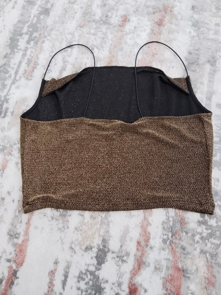 Kahverengi simli üst m beden - Görsel 3