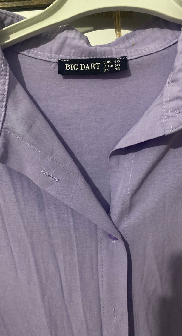 Mor Düğmeli Keten Gömlek - Görsel 2