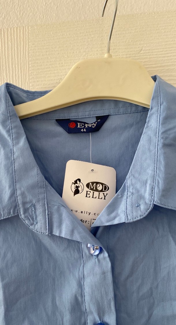 Nakış Detaylı Mavi Kadın Gömlek - Görsel 4