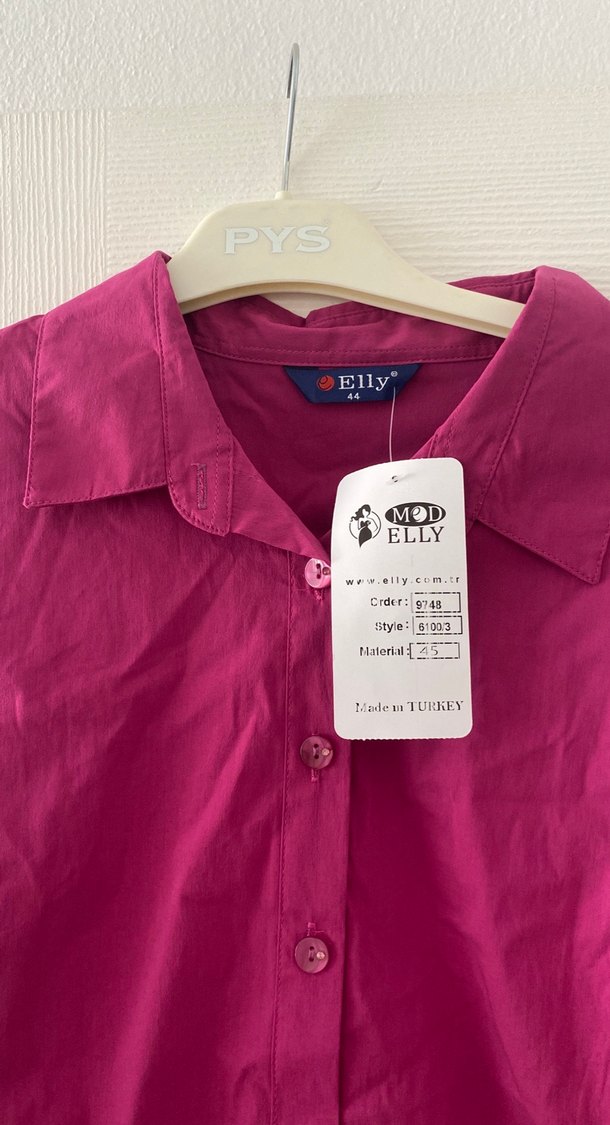 Uzun Kollu Pembe Nakışlı Kadın Gömlek - Görsel 4