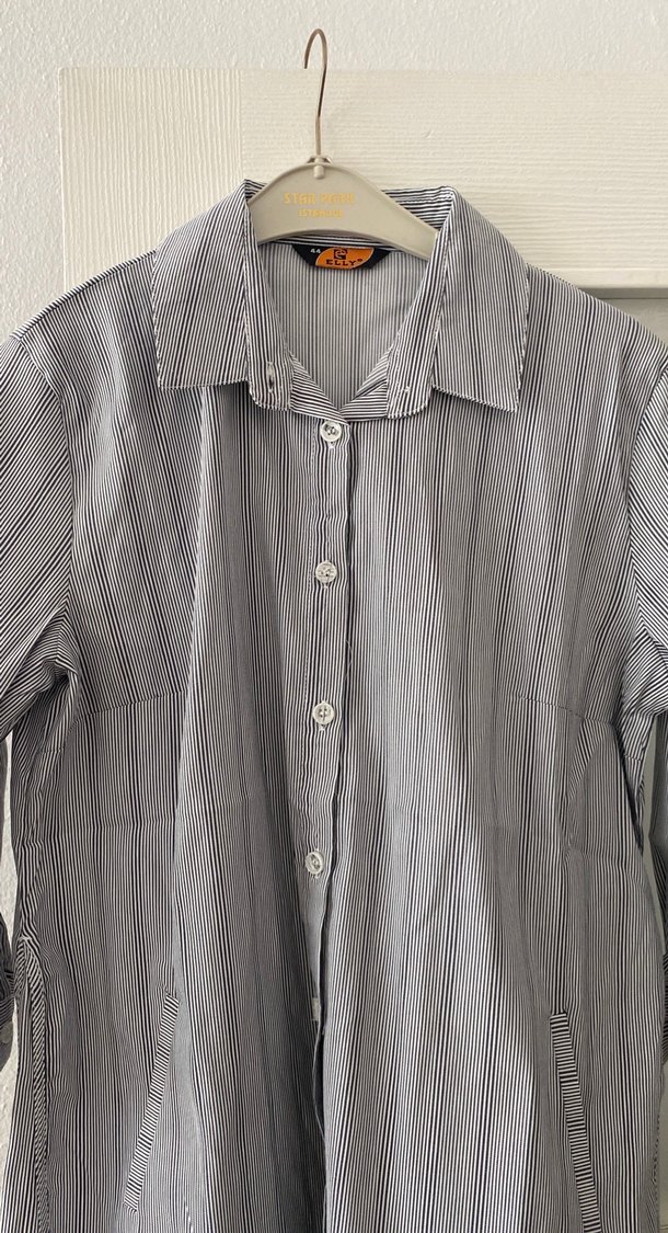 Gri Keten Düğmeli Kadın Gömlek - Görsel 3