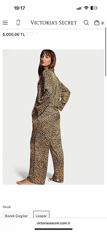 m Beden Victorias Secret leopar pijama takımı
