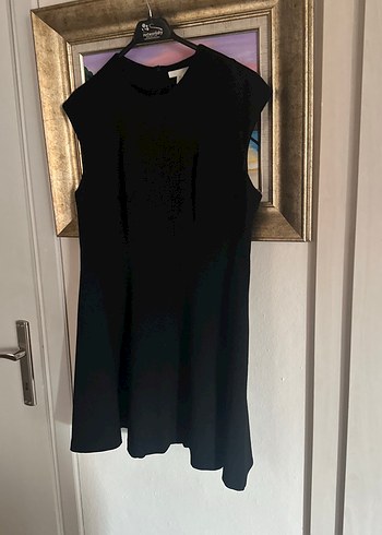 H&M Drapeli Siyah Midi Kadın Elbise