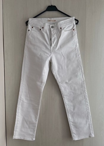 Levis Beyaz Regular Fit Midi Kadin Kot Pantolon