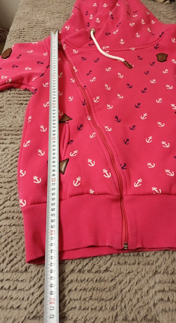 Renkli Desenli Kapüşonlu Fermuarlı Pembe Sweatshirt - Görsel 4