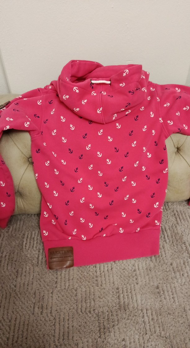 Renkli Desenli Kapüşonlu Fermuarlı Pembe Sweatshirt - Görsel 3