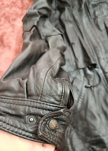 Kürk Detaylı Siyah Deri Kadın Ceket - Görsel 6