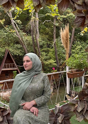 Uzun Kol  Kadın tesettür Abiye Elbise - Görsel 2