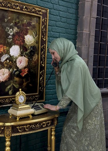 Uzun Kol  Kadın tesettür Abiye Elbise - Görsel 3