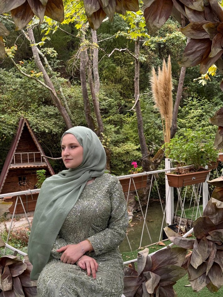 Uzun Kol  Kadın tesettür Abiye Elbise - Görsel 2