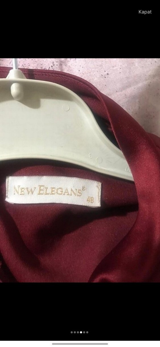 Bordo Uzun Kollu Drapeli Abiye Elbise - Görsel 4