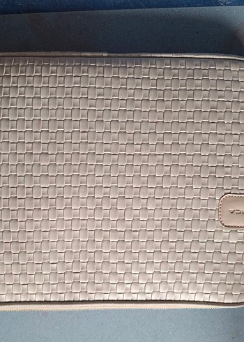 Bej Deri Kadın Omuz Tablet- Laptop Çantası - Görsel 4