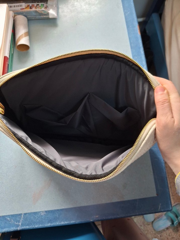 Bej Deri Kadın Omuz Tablet- Laptop Çantası - Görsel 5