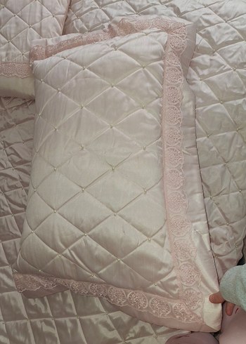 Nakışlı Pembe Yatak Örtüsü Seti - Görsel 7